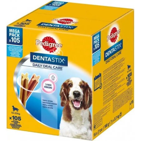 DENTASTIX MEDIUM DAILY ORAL CARE 10-25 KG X105 PEZZI