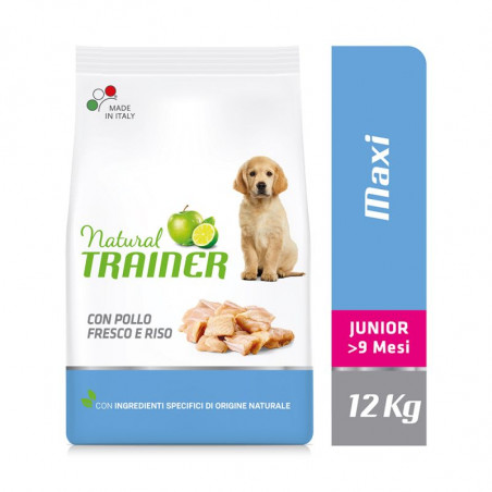 NATURAL TRAINER MAXI JUNIOR POLLO FRESCO E RISO 12 KG