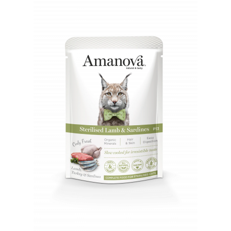 Amanova cat Pouch Steril. Lamb&Sard. 85g P13