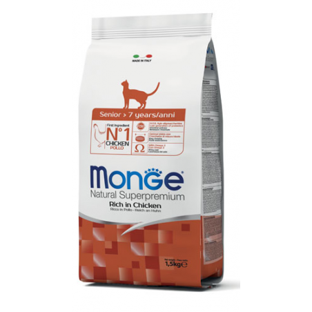 MONGE CAT SENIOR POLLO 1,5 KG.