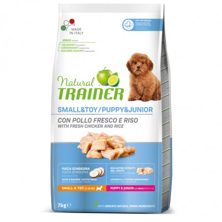 Trainer Natural Puppy&Junior Small&Toy con Pollo Fresco e Riso - 7Kg