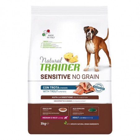 Trainer Natural Sensitive No Gluten Medium&Maxi Adult con Trota e Patate - 3Kg