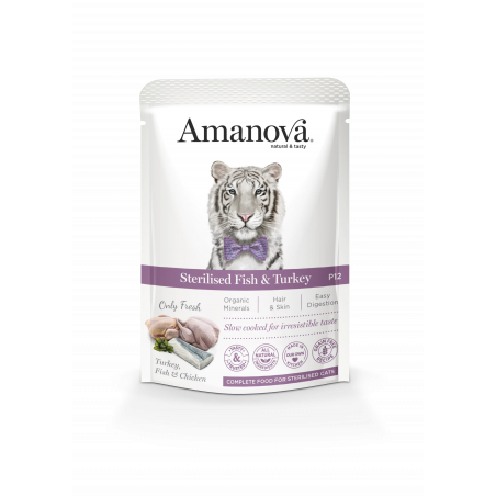 Amanova cat Pouch Steril. W.Fish&Turkey 85g P12