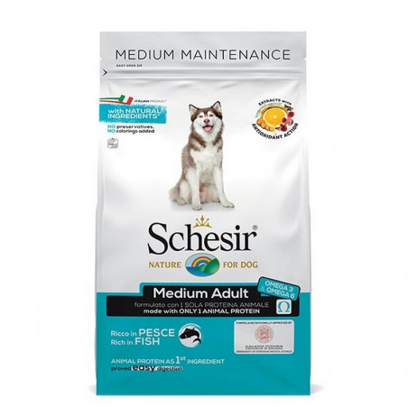 Schesir dog Dry Line Medium Mantenimento con Pesce 12Kg