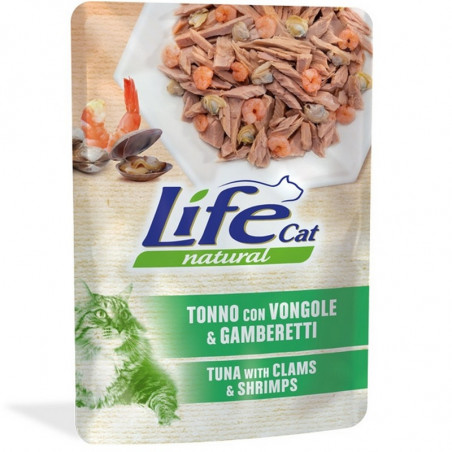 Life Pet Care - Life Cat Natural Adult Tonno con Vongole e Gamberetti - 70gr