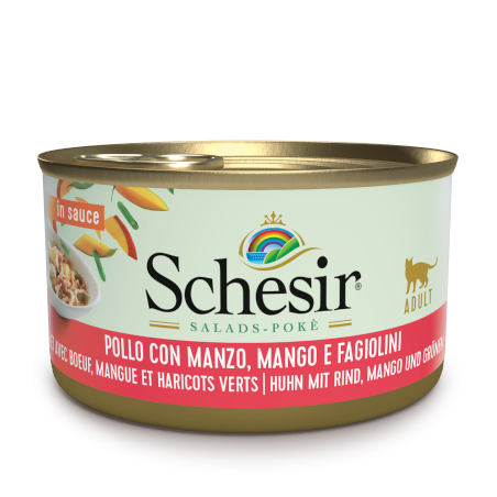 SCHESIR CAT POLLO MANZO,MANGO E FAGIOLINI 85 GR.