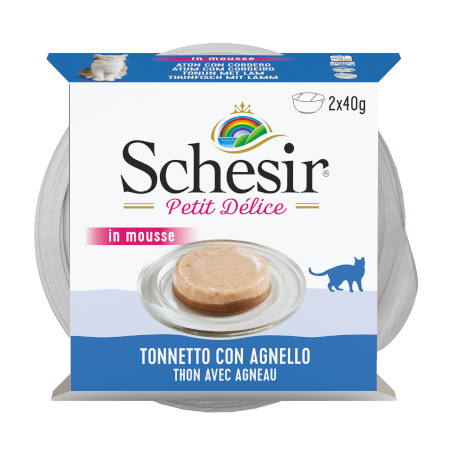 SCHESIR CAT IN MOUSSE TONNETTO CON AGNELLO 2*40 GR.