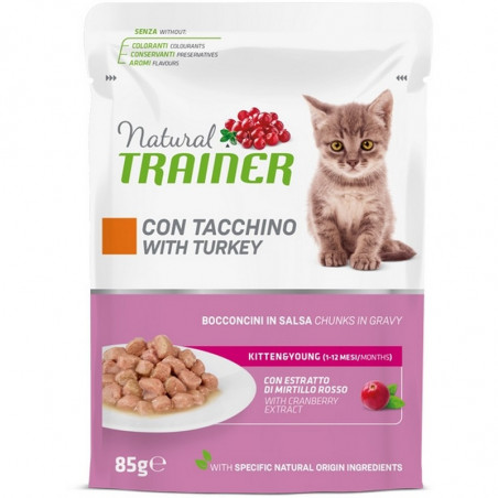 Trainer Natural Cat Kitten & Young Bocconcini in Salsa con Tacchino - 85gr