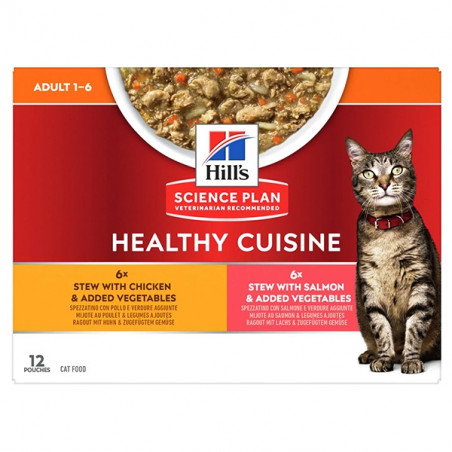 Hill's Pet Nutrition - Science Plan Healthy Cuisine Cat Adult Spezzatini con Pollo e Salmone(12x80g) cs Mp