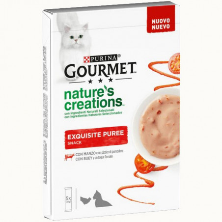 PURINA GOURMET NATURE'S CREATIONS GATTO EXQUISITE PUREE SNACK CON MANZO E POMODORO 5 SNACK DA 10 GR