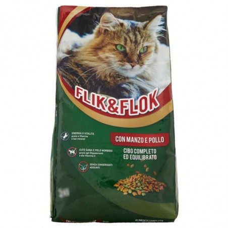 Morando Flik Flok Manzo e Pollo kg 20. Cibo Secco Per Gatti