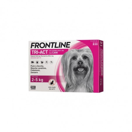 Frontline Tri-Act - Antiparassitario per cani dai 2 ai 5 Kg - 3 pipette da 0,5ml