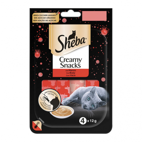 SHEBA CREAMY SNACK MANZO 4X12 GR