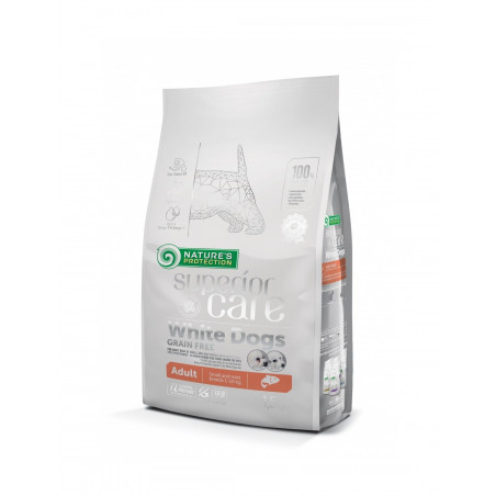 Nature's Protection - Superior Care - WHITE DOGS Adult Small & Mini GRAIN FREE con SALMONE 1,5 Kg
