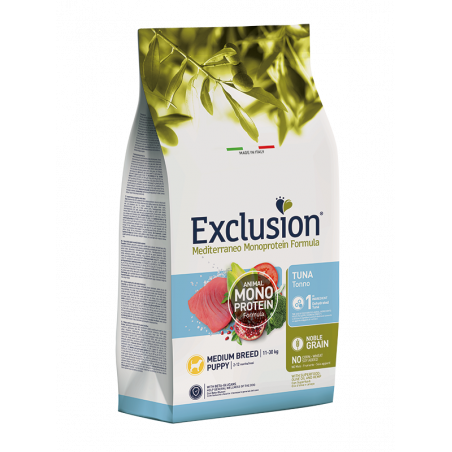 EXCLUSION PUPPY MEDIUM TONNO 12 KG.