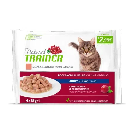 Trainer Natural Cat Adult Bocconcini in salsa con Salmone - 4x85gr