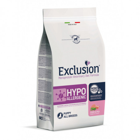 EXCLUSION Diet Hypoallergenic Puppy Maiale e Piselli 12 kg.