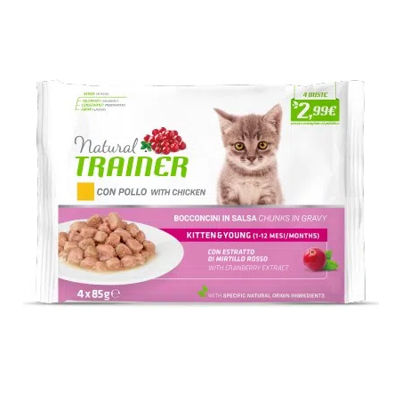 NATURAL TRAINER KITTEN con pollo 4x85 gr 340 g