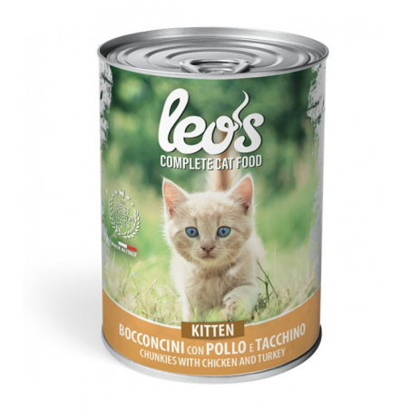 Leo's Cat Kitten Bocconi con Pollo e Tacchino 415 gr.