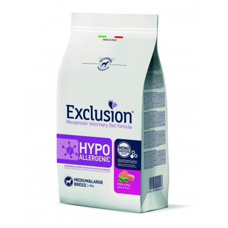 EXCLUSION Hypoallegenic Medium/Large Breed Maiale e Piselli 2kg
