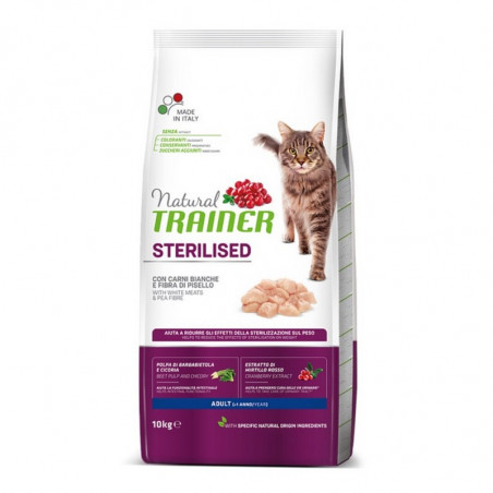 Trainer Natural Sterilised Cat Adult con carni bianche e fibra di pisello - 10Kg