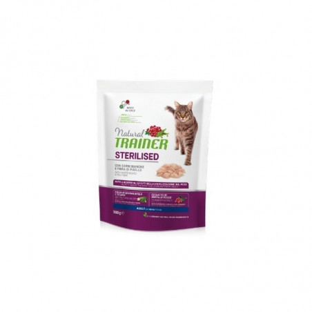 Trainer Natural Sterilised CAT ADULT CON TACCHINO E FIBRA DI PISELLI 300 GR