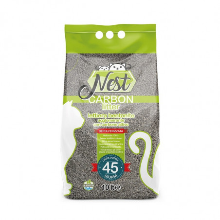 Nest - Carbon Litter - Lettiera bentonite con carbone attivo agglomerante - 10 LT
