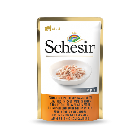 SCHESIR CAT TONNO E POLLO C/GAMBERETTI 85 GR.