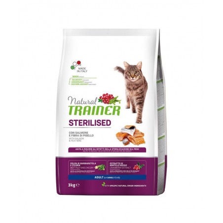 Natural Trainer per Gatti Adult Sterilised al Salmone da 3 Kg