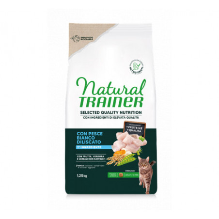 NATURAL TRAINER CAT ADULT STERILISED CON PESCE BIANCO DILISCATO  1,25 KG