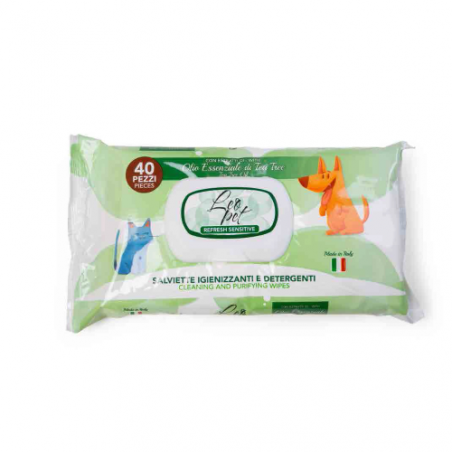 SALVIETTE IGIENIZZ. 40 PZ. ALL'OLIO ESSENZIALE DI TEA TREE