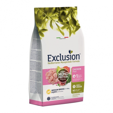 EXCLUSION PUPPY MEDIUM POLLO 12 KG.
