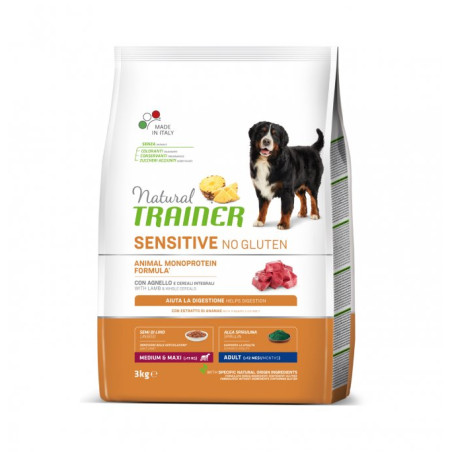 TRAINER CANE ADULT MEDIUM MAXI SENSITIVE ALL'AGNELLO NO GLUTEN DA 3 KG