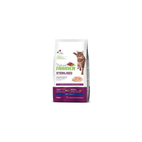 Trainer Natural Sterilised Cat Adult con carni bianche e fibra di pisello 1,5Kg